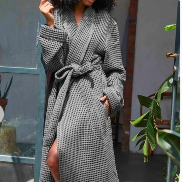 Brooklinen Dreamweave Waffle Robe Grey Size XL - Picture 1 of 6